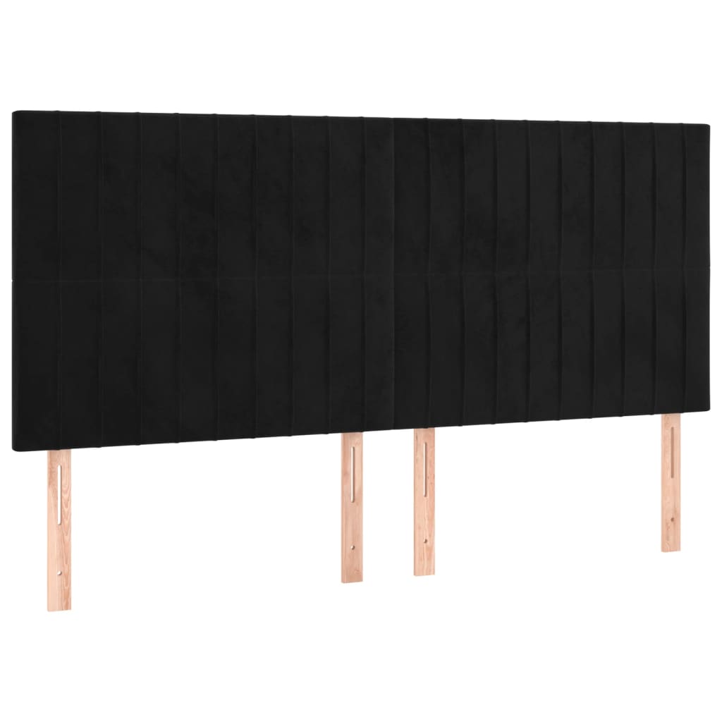 sengegavl med LED-lys 160x5x118/128 cm fløjl sort