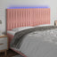 sengegavl med LED-lys 160x5x118/128 cm fløjl lyserød