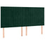 sengegavl med LED-lys 180x5x118/128 cm fløjl mørkegrøn