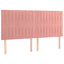 sengegavl med LED-lys 180x5x118/128 cm fløjl lyserød
