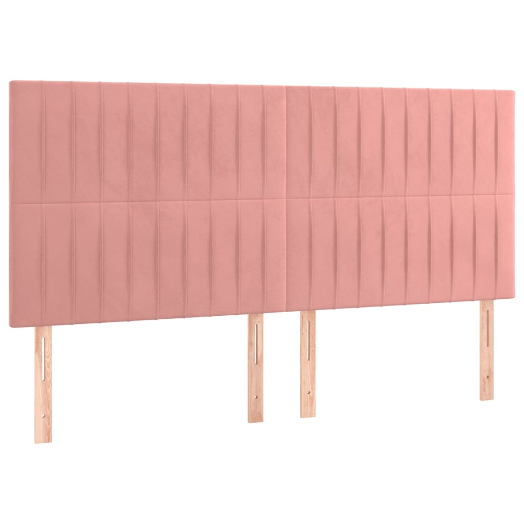 sengegavl med LED-lys 180x5x118/128 cm fløjl lyserød