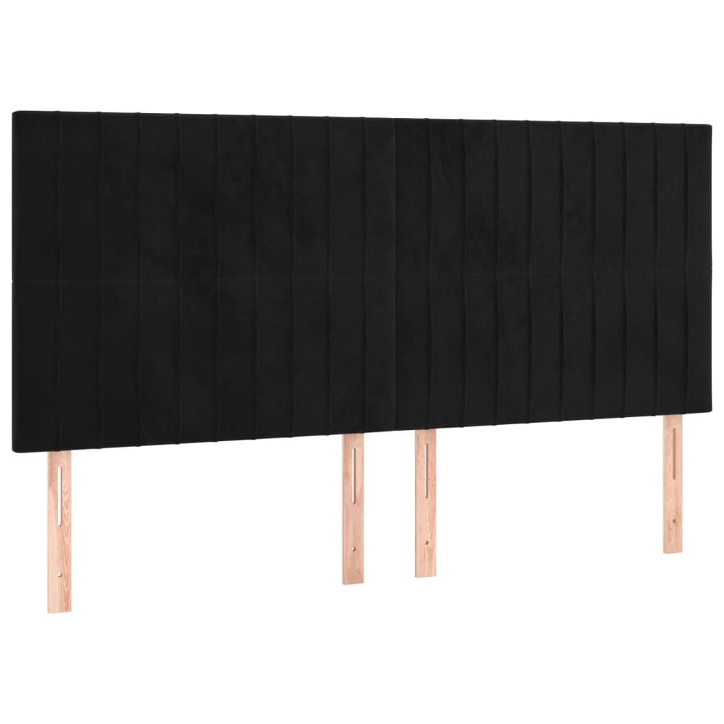 sengegavl med LED-lys 200x5x118/128 cm fløjl sort