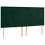 sengegavl med LED-lys 200x5x118/128 cm fløjl mørkegrøn