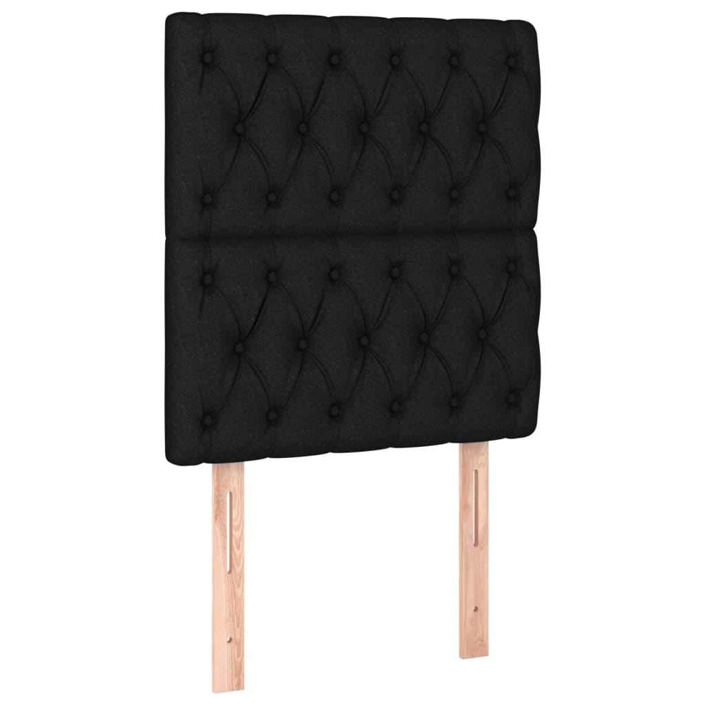 sengegavl med LED-lys 80x7x118/128 cm stof sort