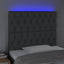 sengegavl med LED-lys 90x7x118/128 cm stof mørkegrå