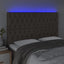 sengegavl med LED-lys 144x7x118/128 cm stof gråbrun