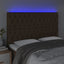 sengegavl med LED-lys 160x7x118/128 cm stof mørkebrun