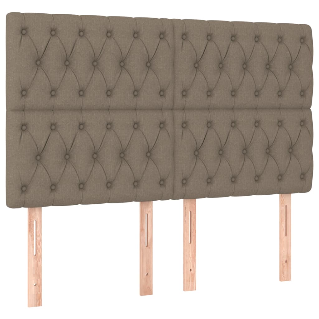sengegavl med LED-lys 160x7x118/128 cm stof gråbrun