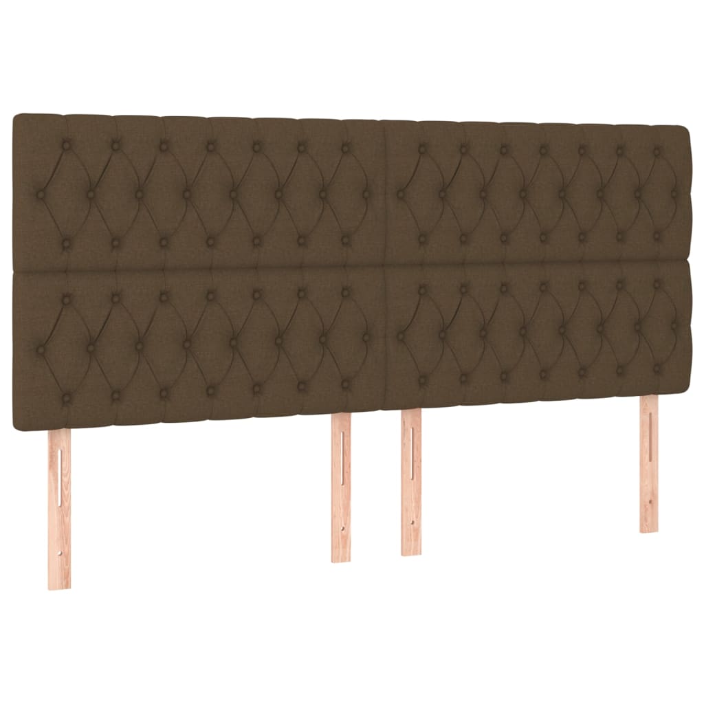 sengegavl med LED-lys 180x7x118/128 cm stof mørkebrun