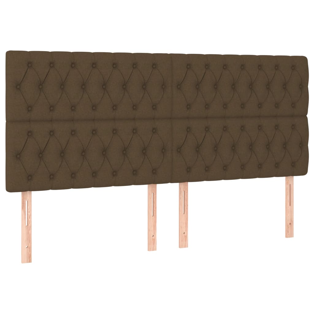 sengegavl med LED-lys 200x7x118/128 cm stof mørkebrun