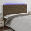 sengegavl med LED-lys 200x7x118/128 cm stof mørkebrun