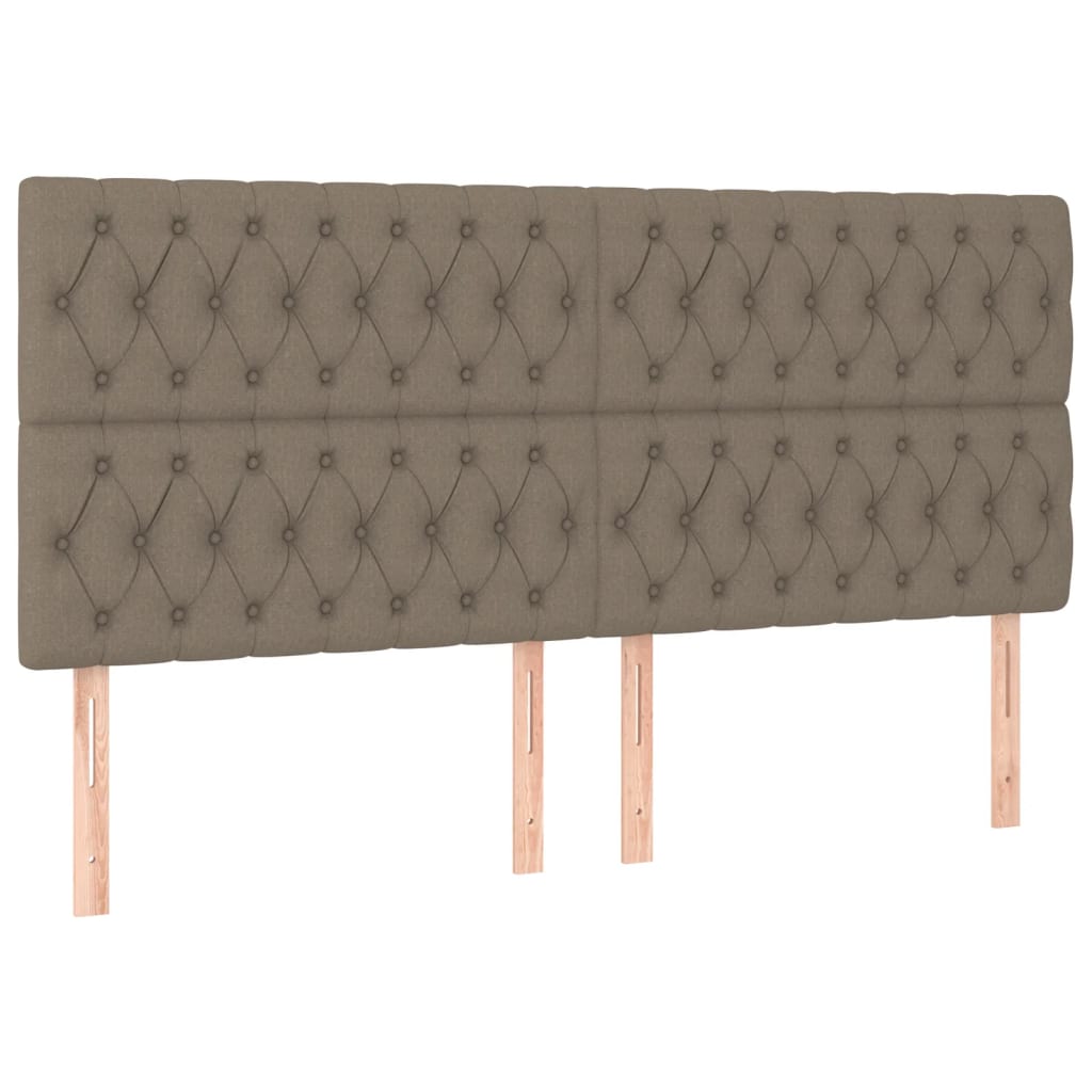 sengegavl med LED-lys 200x7x118/128 cm stof gråbrun