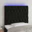 sengegavl med LED-lys 100x7x118/128 cm fløjl sort