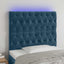 sengegavl med LED-lys 100x7x118/128 cm fløjl mørkeblå