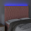 sengegavl med LED-lys 144x7x118/128 cm fløjl lyserød