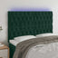 sengegavl med LED-lys 160x7x118/128 cm fløjl mørkegrøn