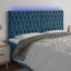 sengegavl med LED-lys 180x7x118/128 cm fløjl mørkeblå