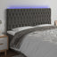 sengegavl med LED-lys 200x7x118/128 cm fløjl mørkegrå