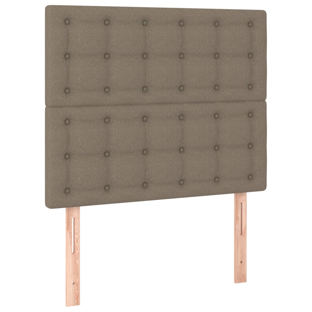 sengegavl med LED-lys 80x5x118/128 cm stof gråbrun