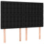 sengegavl med LED-lys 144x5x118/128 cm stof sort