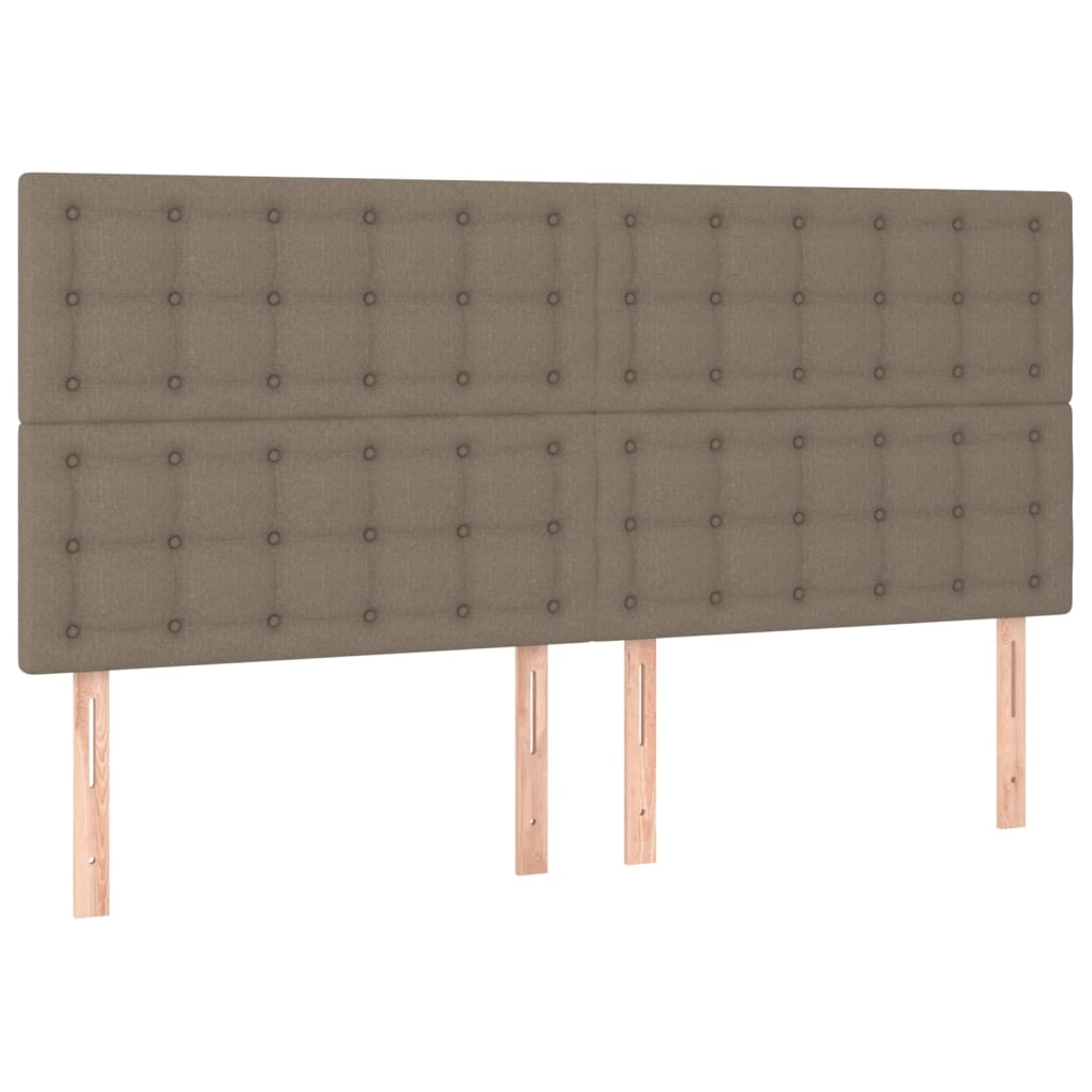 sengegavl med LED-lys 160x5x118/128 cm stof gråbrun