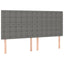 sengegavl med LED-lys 180x5x118/128 cm stof mørkegrå