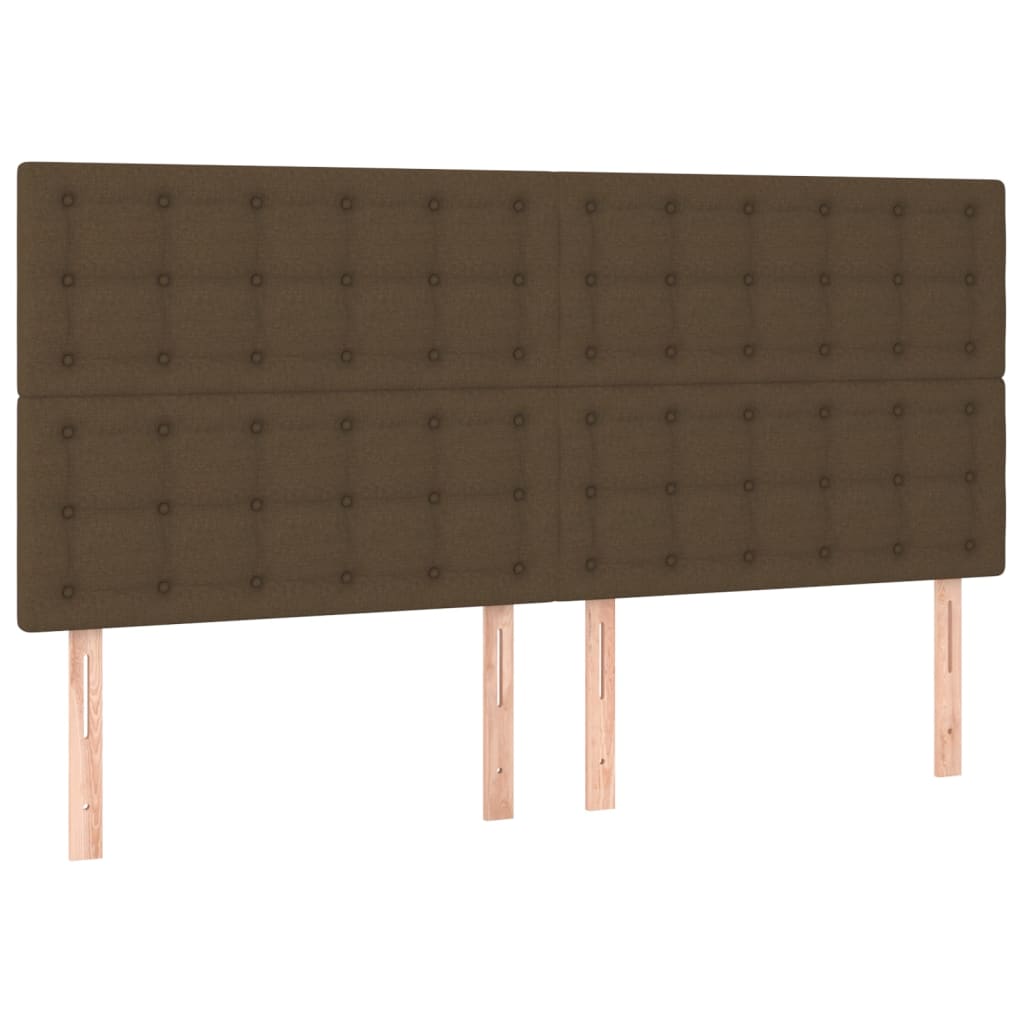 sengegavl med LED-lys 180x5x118/128 cm stof mørkebrun