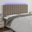 sengegavl med LED-lys 200x5x118/128 cm stof gråbrun