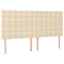 sengegavl med LED-lys 200x5x118/128 cm stof Cremefarvet