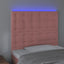 sengegavl med LED-lys 80x5x118/128 cm fløjl lyserød