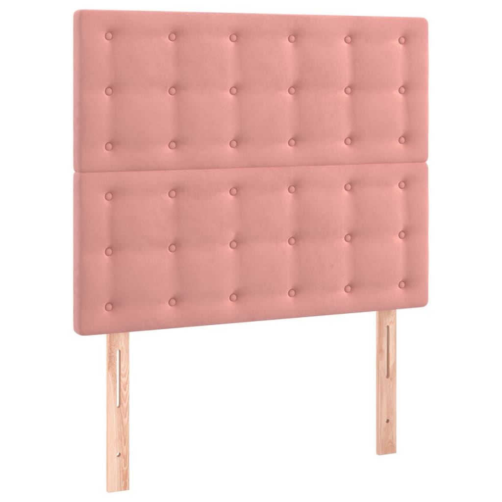 sengegavl med LED-lys 80x5x118/128 cm fløjl lyserød
