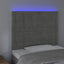 sengegavl med LED-lys 90x5x118/128 cm fløjl lysegrå