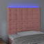 sengegavl med LED-lys 100x5x118/128 cm fløjl lyserød