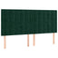 sengegavl med LED-lys 160x5x118/128 cm fløjl mørkegrøn