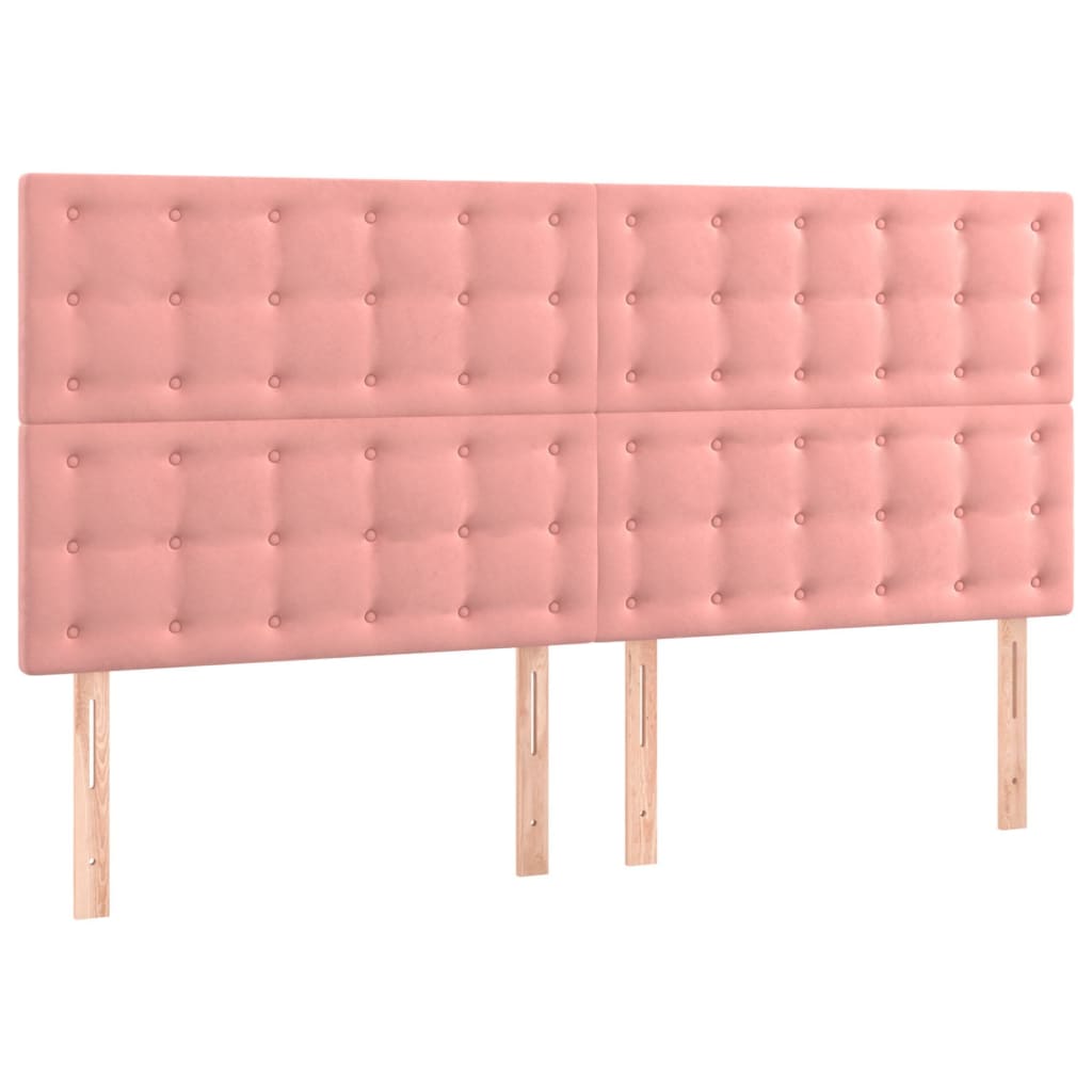 sengegavl med LED-lys 160x5x118/128 cm fløjl lyserød