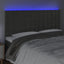 sengegavl med LED-lys 180x5x118/128 cm fløjl mørkegrå