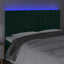 sengegavl med LED-lys 180x5x118/128 cm fløjl mørkegrøn