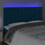 sengegavl med LED-lys 180x5x118/128 cm fløjl mørkeblå