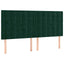 sengegavl med LED-lys 200x5x118/128 cm fløjl mørkegrøn