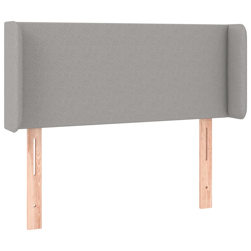 sengegavl med LED-lys 83x16x78/88 cm stof lysegrå