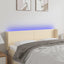 sengegavl med LED-lys 147x16x78/88 cm stof cremefarvet