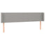 sengegavl med LED-lys 163x16x78/88 cm stof lysegrå
