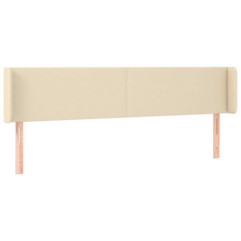sengegavl med LED-lys 163x16x78/88 cm stof cremefarvet