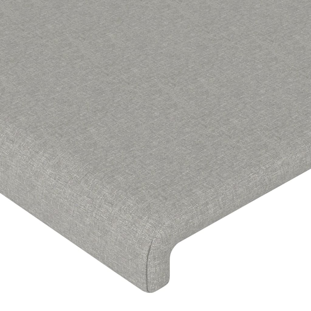 sengegavl med LED-lys 183x16x78/88 cm stof lysegrå