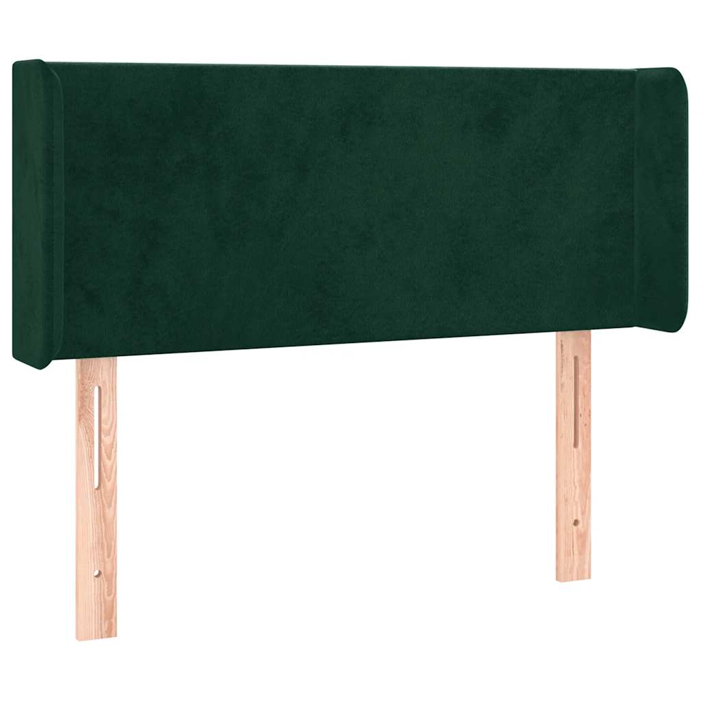 sengegavl med LED-lys 93x16x78/88 cm fløjl Mørkegrøn