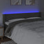 sengegavl med LED-lys 183x16x78/88 cm fløjl mørkegrå