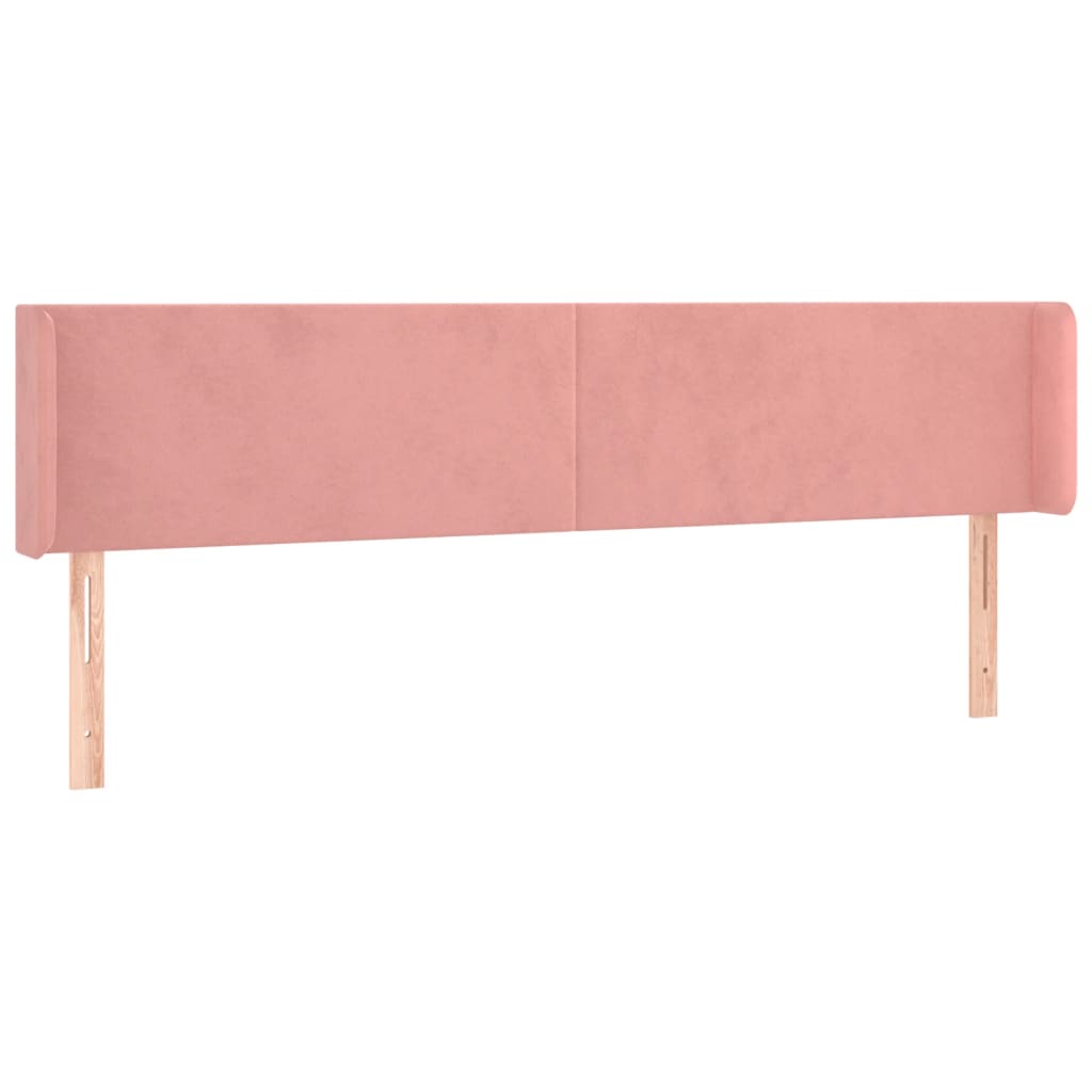 sengegavl med LED-lys 183x16x78/88 cm fløjl lyserød