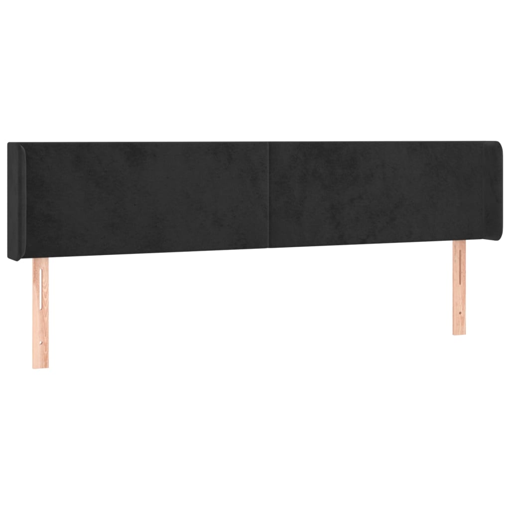 sengegavl med LED-lys 203x16x78/88 cm fløjl sort