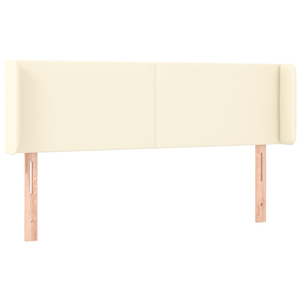 sengegavl med LED-lys 147x16x78/88 cm kunstlæder cremefarvet