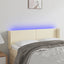 sengegavl med LED-lys 147x16x78/88 cm kunstlæder cremefarvet